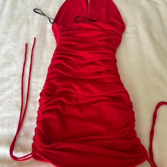 Hello Molly Halter Mesh Vibrant Red Mini Dress - Picture 9 of 11